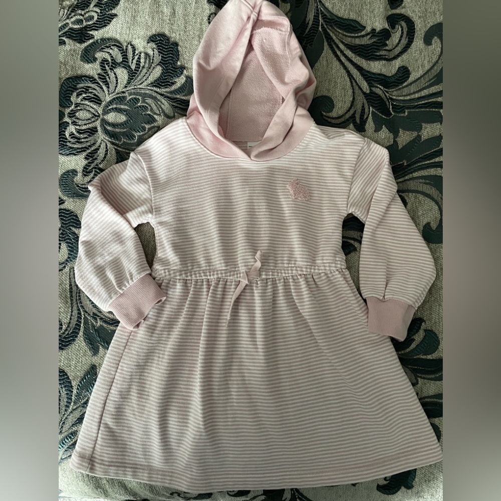 Ready for Spring 🐇Carters Striped Pink Hooded Dress of light sweatshirt material